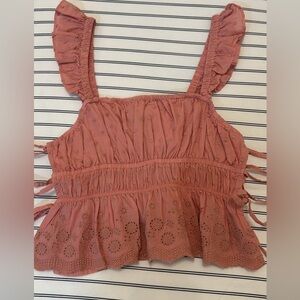 Open side tie up pink top